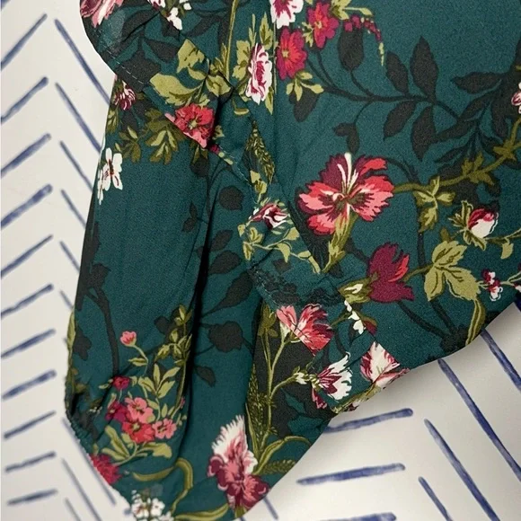 Counterparts Green Floral Boho Blouse with Ruffle Sleeves Size XL - Picture 6 of 7